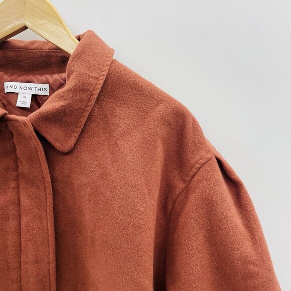 And Now This Womens Plus Size 1X Dropped-Shoulder Bomber Jacket Sonoma Brick 308 - Picture 3 of 7